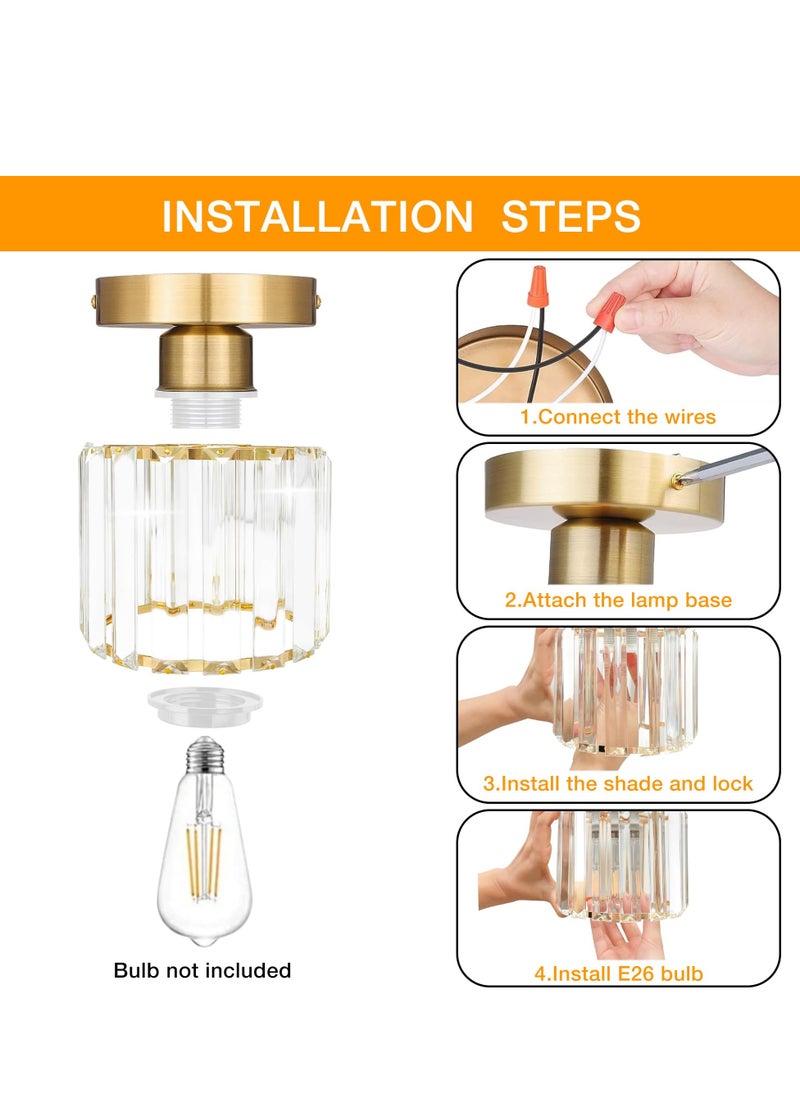 Crystal Light Fixtures, Small Modern Chandeliers Ceiling Lamps, Semi Flush Mount Crystal Ceiling Light Fixture for Bedroom, Entryway, Bathroom, Hallway, Kitchen