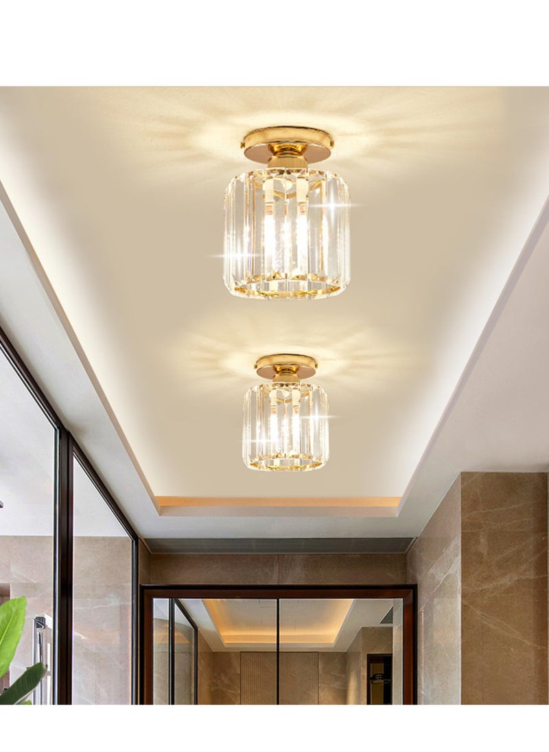 Crystal Light Fixtures, Small Modern Chandeliers Ceiling Lamps, Semi Flush Mount Crystal Ceiling Light Fixture for Bedroom, Entryway, Bathroom, Hallway, Kitchen