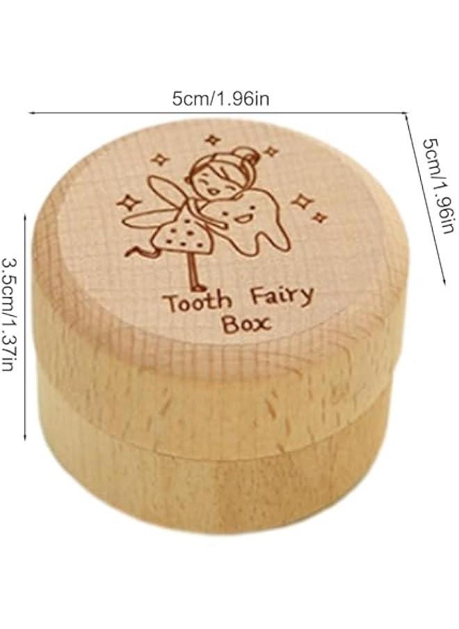 Wooden Tooth Fairy Box - Wooden Kids Keepsake Organizer | Cute Carved Wooden Box For Baby Teeth | Fairy Gifts, Tooth Saver For Baby Shower Birthday Gift, Teeth Container For Boy Or Girl