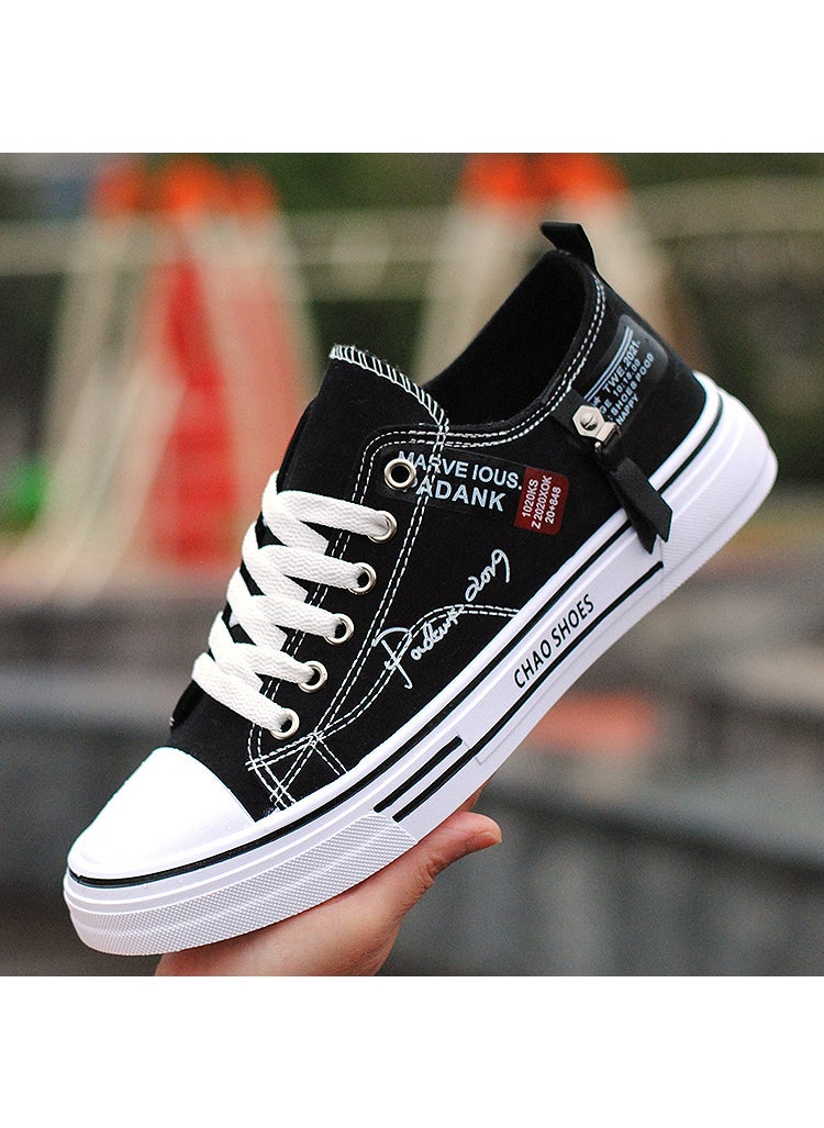 2024 Spring Mens Low-Top Canvas Casual Shoes Black