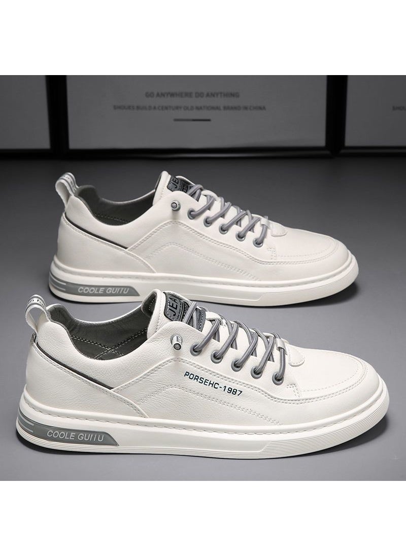 Breathable Mesh Mens Sneakers Casual Trendy Spring Shoes1987-leather white 1987-leather white