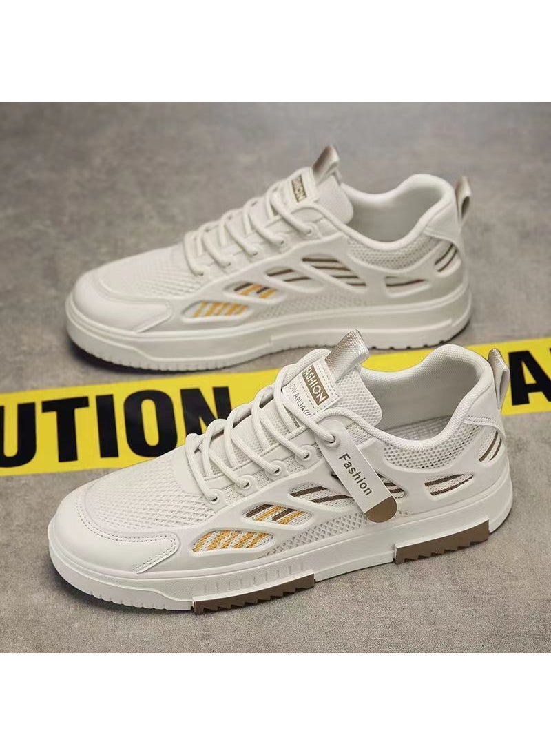 Breathable Mesh Mens Sneakers Casual Trendy Spring Shoes P888-mesh breathable beige