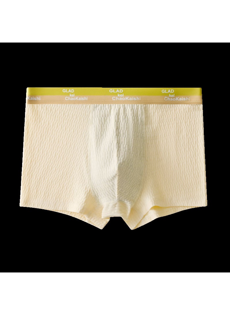 2023 New Mens Cotton Briefs Comfortable Solid Underwear BreathableLight yellow Light yellow