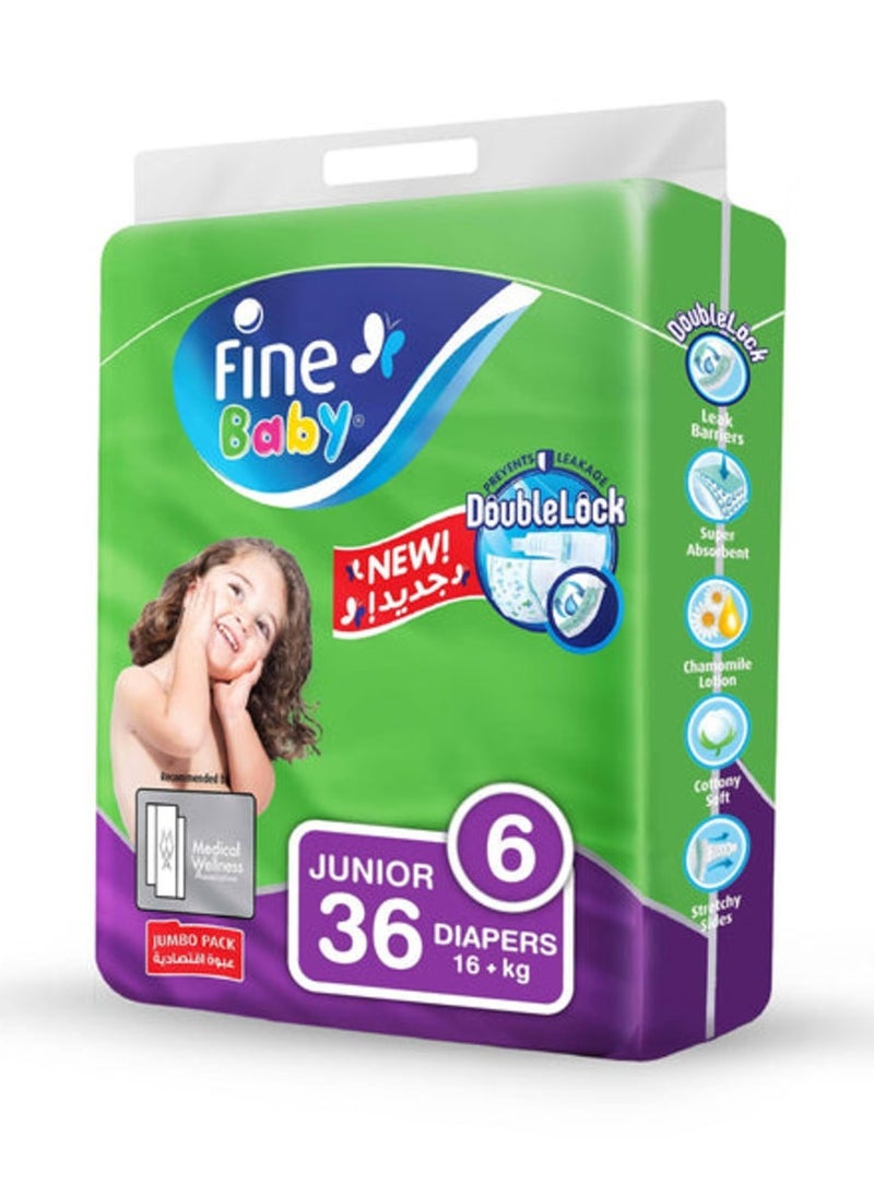 Fine Baby Diapers Junior 16+Kg Double Lock 36'S