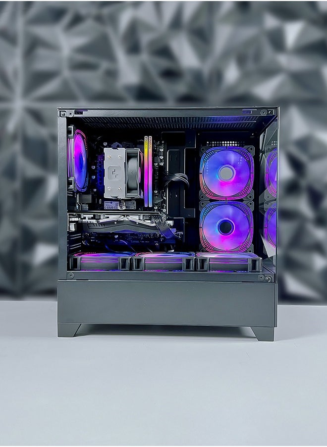 Dark Nova Air m-ATX Computer Gaming PC Case - 180 degrees Panoramic design without barrier | Tempered Glass walls | 6 RGB Fans with Color Controller | 360mm Radiator Support | Mid Tower Computer Case | USB 3.0 Input/Output Port | 2 Magnet Dust Filter.