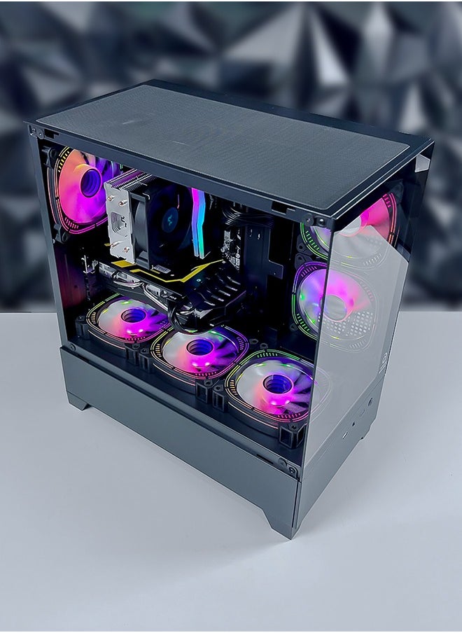 Dark Nova Air m-ATX Computer Gaming PC Case - 180 degrees Panoramic design without barrier | Tempered Glass walls | 6 RGB Fans with Color Controller | 360mm Radiator Support | Mid Tower Computer Case | USB 3.0 Input/Output Port | 2 Magnet Dust Filter.