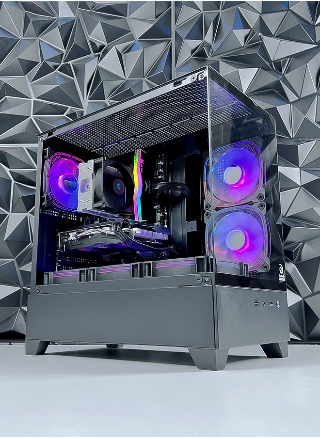 Dark Nova Air m-ATX Computer Gaming PC Case - 180 degrees Panoramic design without barrier | Tempered Glass walls | 6 RGB Fans with Color Controller | 360mm Radiator Support | Mid Tower Computer Case | USB 3.0 Input/Output Port | 2 Magnet Dust Filter.