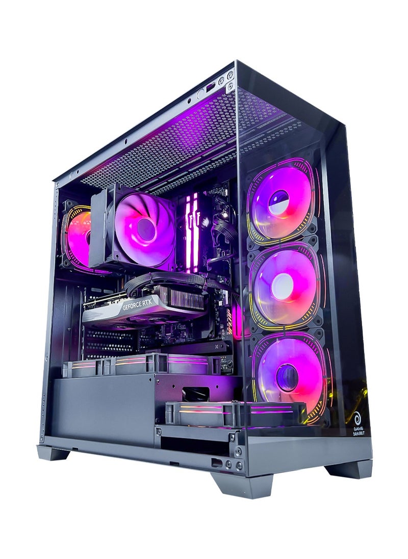 HiFly ATX Computer Gaming PC Case - 270 degrees Panoramic design without barrier | 7 RGB fans with color controller | USB Type-C included | Supports 360mm radiator |Full coverage dust proof