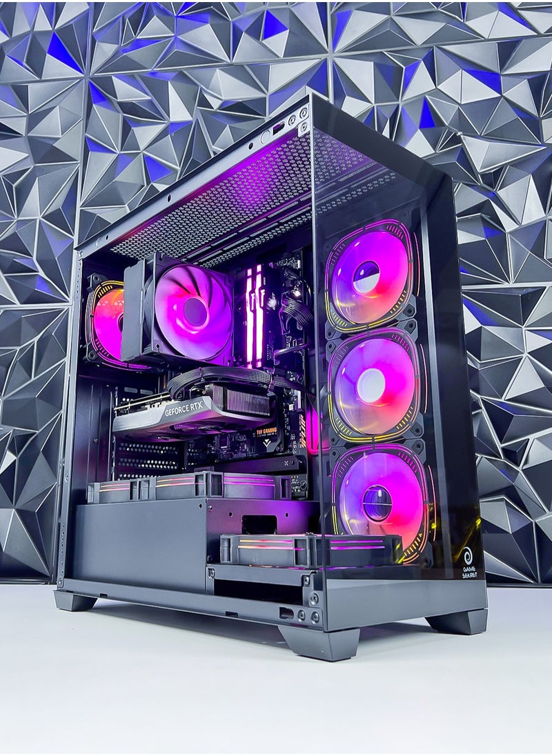 HiFly ATX Computer Gaming PC Case - 270 degrees Panoramic design without barrier | 7 RGB fans with color controller | USB Type-C included | Supports 360mm radiator |Full coverage dust proof