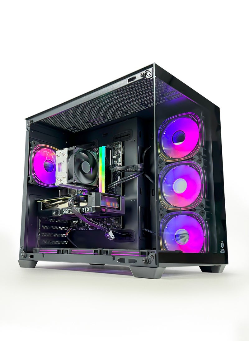 Dark Chiller ATX Computer Gaming PC Case - 180 degrees Full View Tempered Glass | 7 RGB Fans with Color Controller | 360mm Radiator Support | Mid Tower Computer Case | USB 3.0 Input/Output Port | 2 Magnet Dust Filter