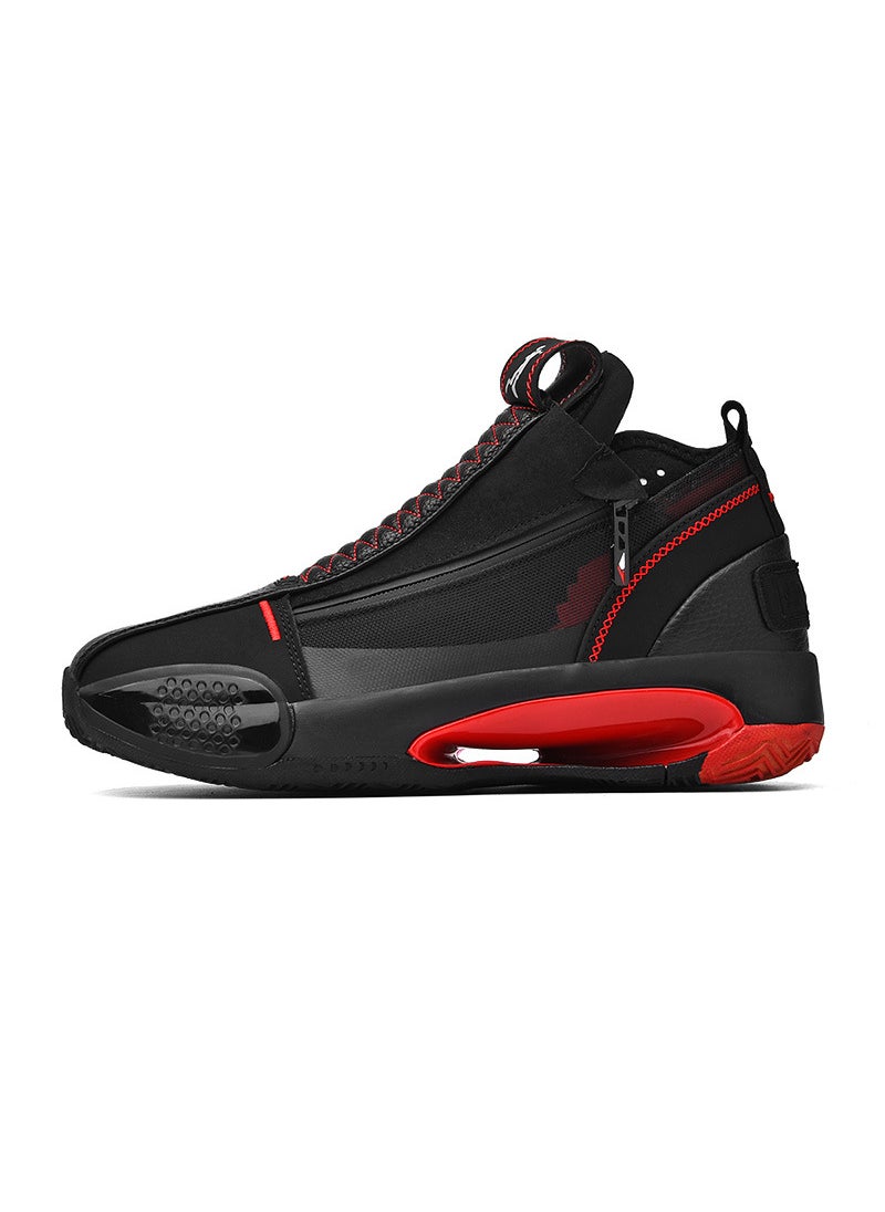 Mens Slip-On Sneakers No-Tie Youth Sports Shoes Black Red