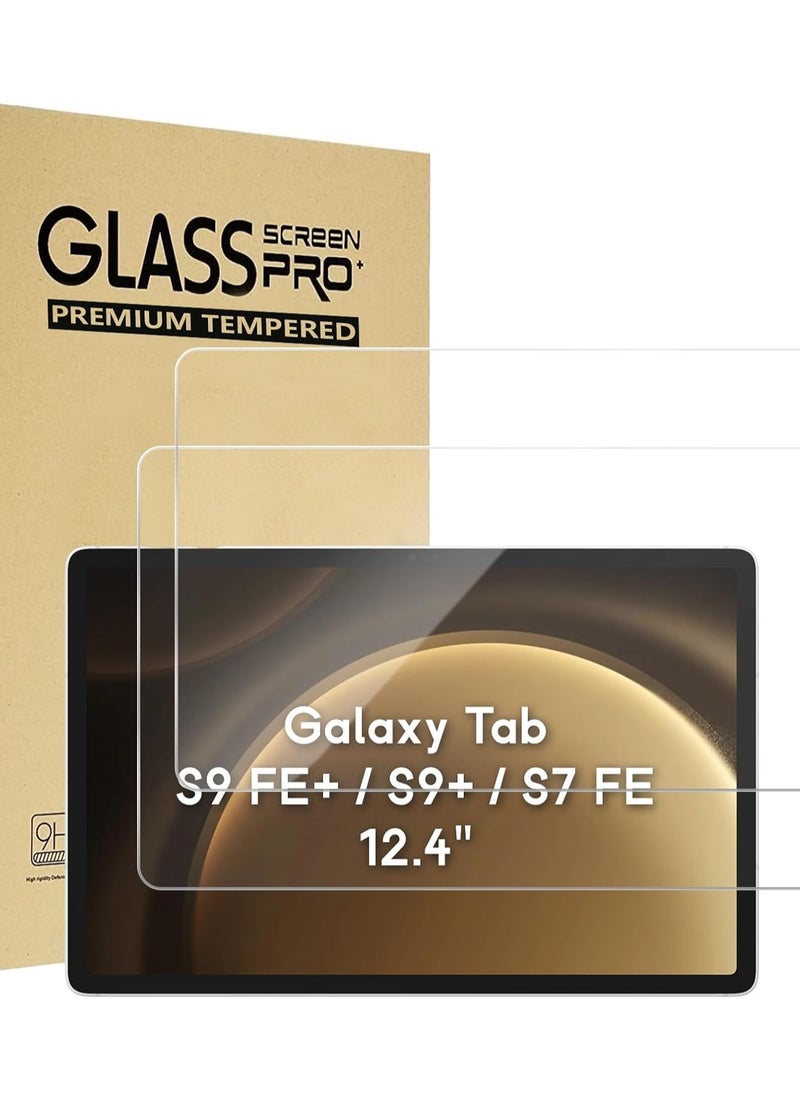 Pack of 2 Tempered Glass Screen Protector for Samsung Galaxy Tab S9 FE Plus/Tab S9 Plus/S7 FE, 9H Hardness Screen Protector Film Compatible with Samsung Tab S9 FE+/Tab S9+/S8+/S7+/S7 FE