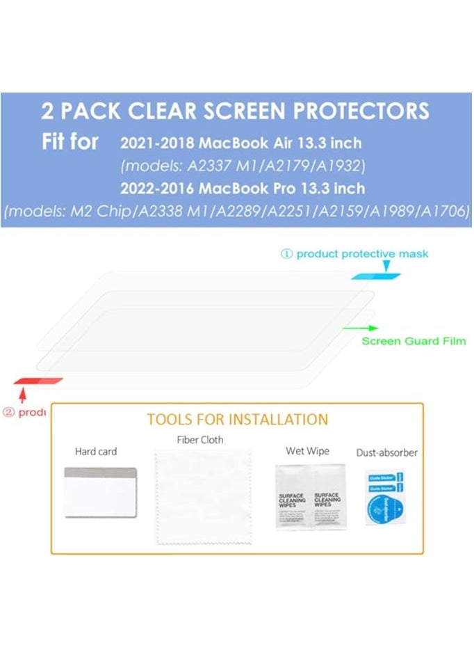 2-Pack Screen Protector for 2020-2018 Macbook Air 13 inch (Model A1932/A2179/A2337 M1 Chip) & 2020-2016 Macbook Pro 13 inch (Model A2289/A2251/A2159/A1706/A1989/A2338 M1 Chip) (Crystal Clear)