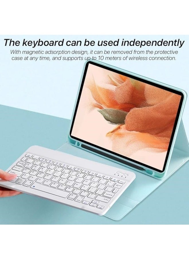 Arabic and English Keyboard Case for iPad Pro 11 inch 2024 (M4, 5th Generation), Lightweight Smart Cover with Detachable Keyboard & Bluetooth Mice & Pencil Holder