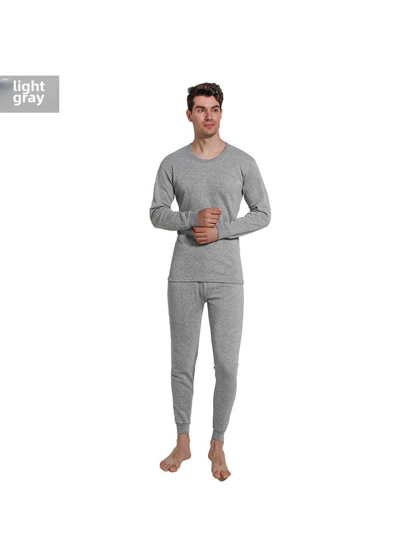 Mens Thermal Fleece-Lined Slim Fashion Autumn Winter SuitLight gray Light gray