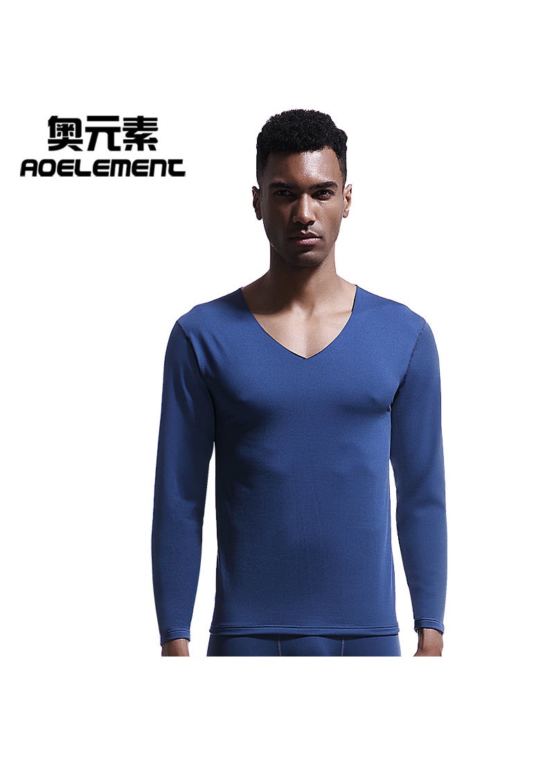 Mens V-Neck Thermal Cotton Slim Fit TopSapphire Blue Sapphire Blue