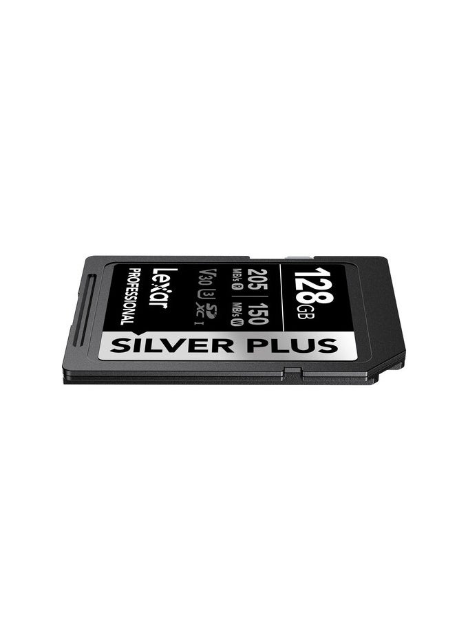 LEXAR PROFESSIONAL 128GB SILVER PLUS SDXC™ UHS-I CARDS, UP TO 205MB/S READ 150MB/S WRITE C10 V30 U3