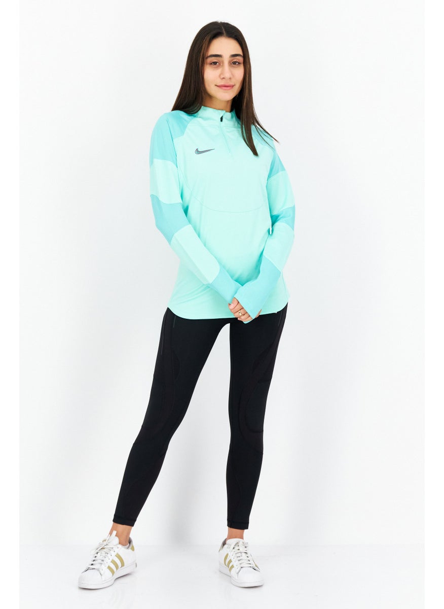 Women Sportswear Fit Half Zipper Training Sweatshirt, Mint Green