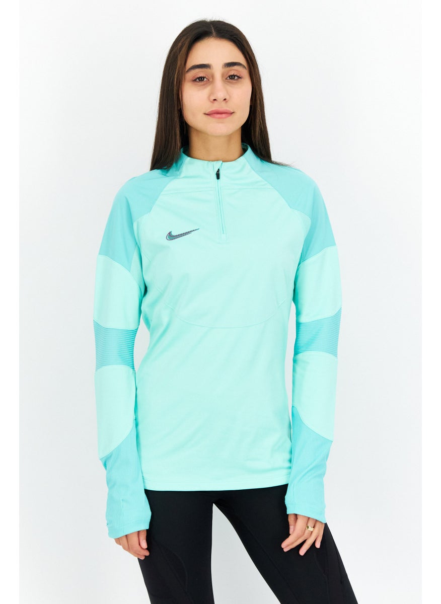 Women Sportswear Fit Half Zipper Training Sweatshirt, Mint Green