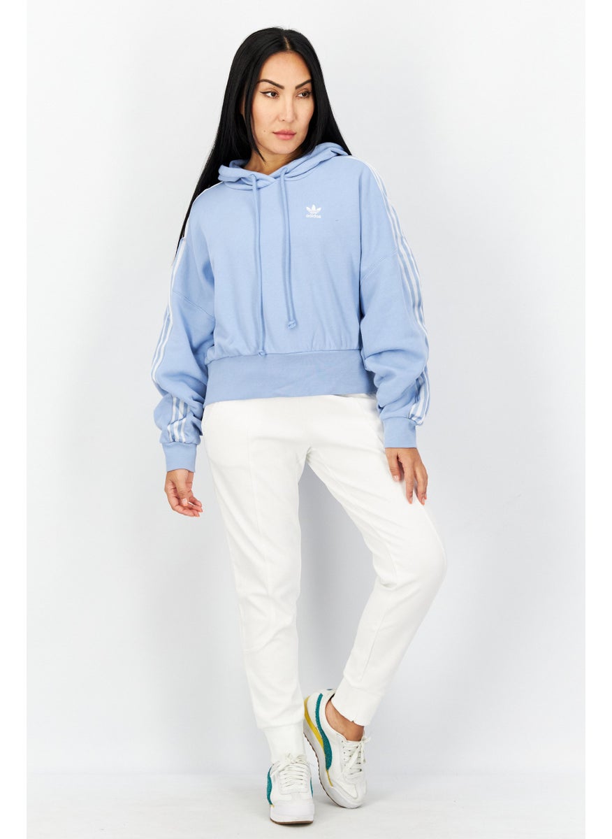 Women Sportswear Fit Brand Logo Outdoor Hoodies, Light Blue