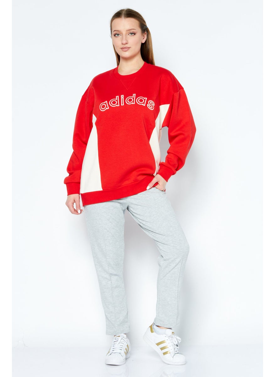 Women Sportswear Fit Embroidered Logo Outdoor Sweatshirts, Red Combo