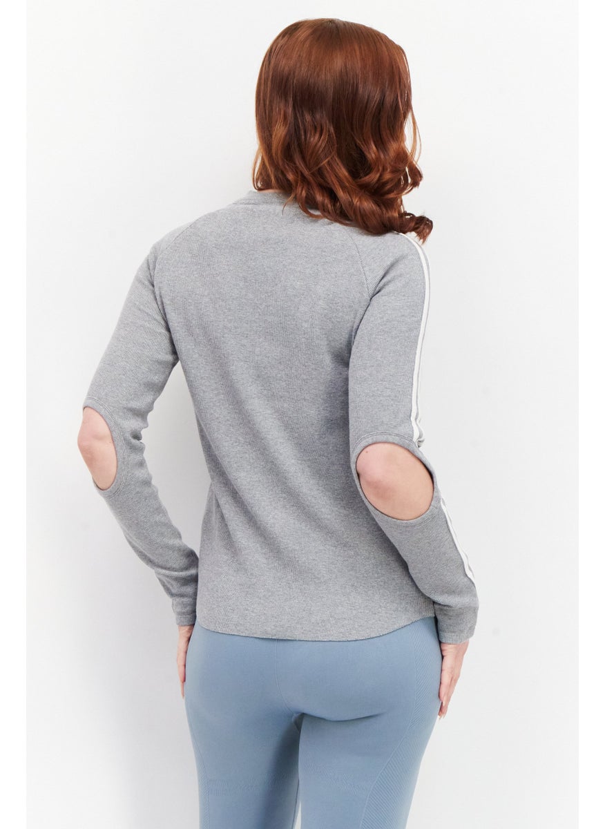 Women Sportswear Fit Brand Logo Training Sweatshirts, Grey