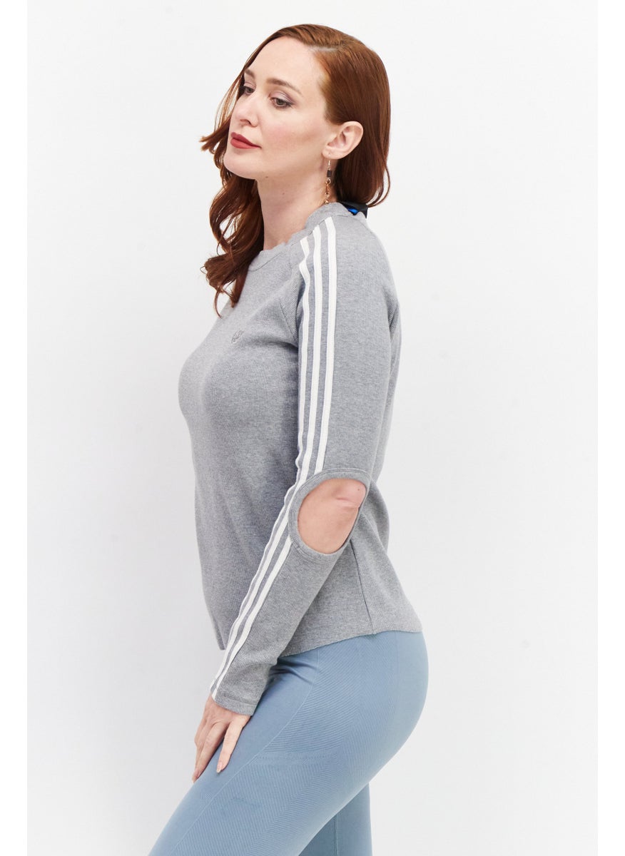Women Sportswear Fit Brand Logo Training Sweatshirts, Grey