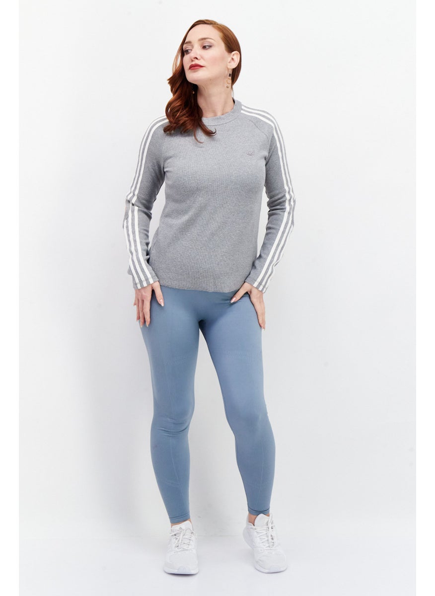 Women Sportswear Fit Brand Logo Training Sweatshirts, Grey