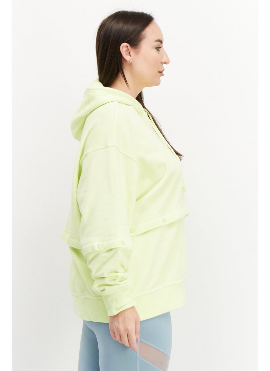 Women Plus Size Long Sleeves Walking Hoodie, Lime Green