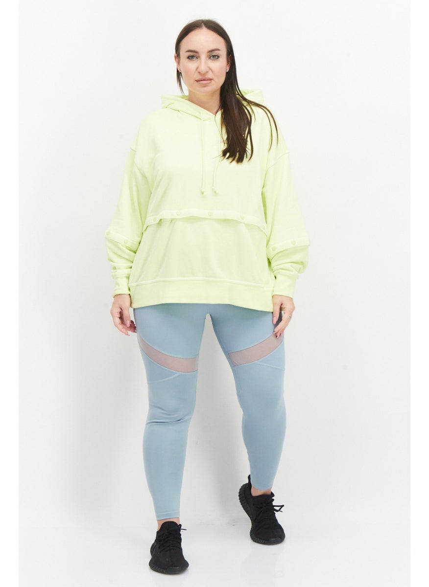 Women Plus Size Long Sleeves Walking Hoodie, Lime Green