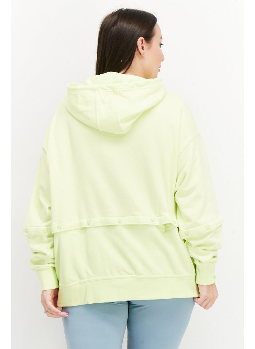 Women Plus Size Long Sleeves Walking Hoodie, Lime Green