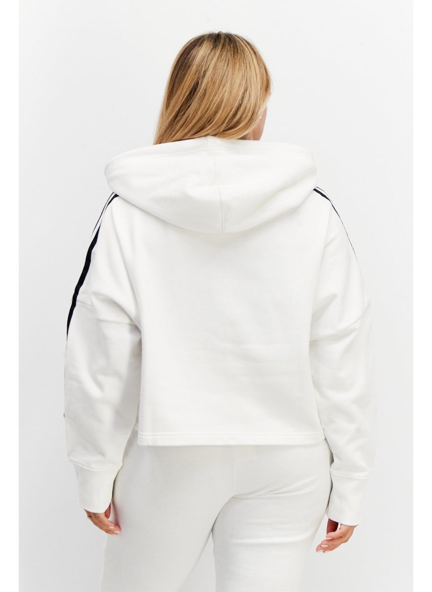 Women Long Sleeve Cropped Hoodie, White