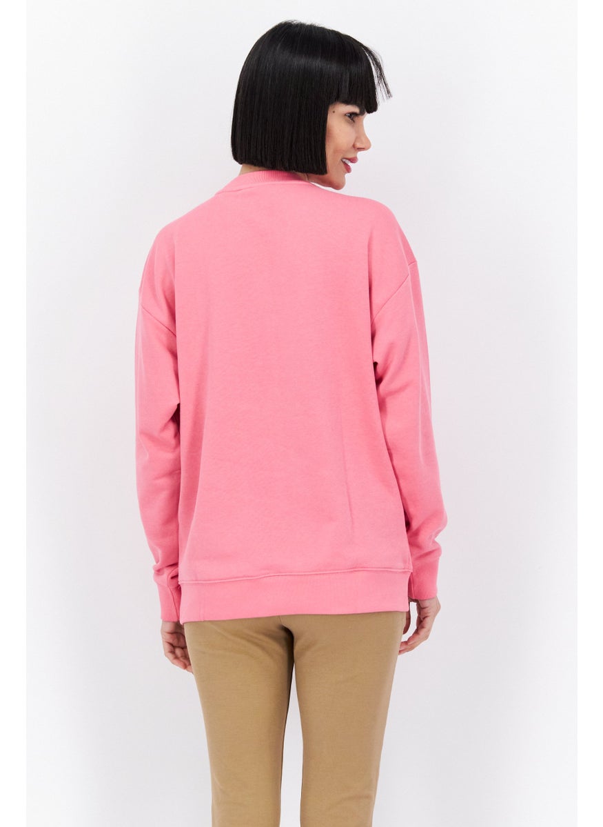 Women Sportswear Fit Long Sleeve Outdoor Sweatshirt, Pink