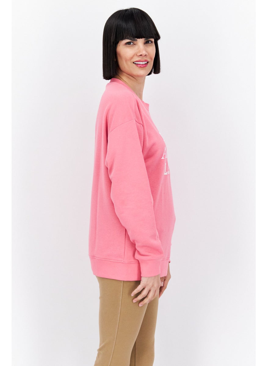 Women Sportswear Fit Long Sleeve Outdoor Sweatshirt, Pink