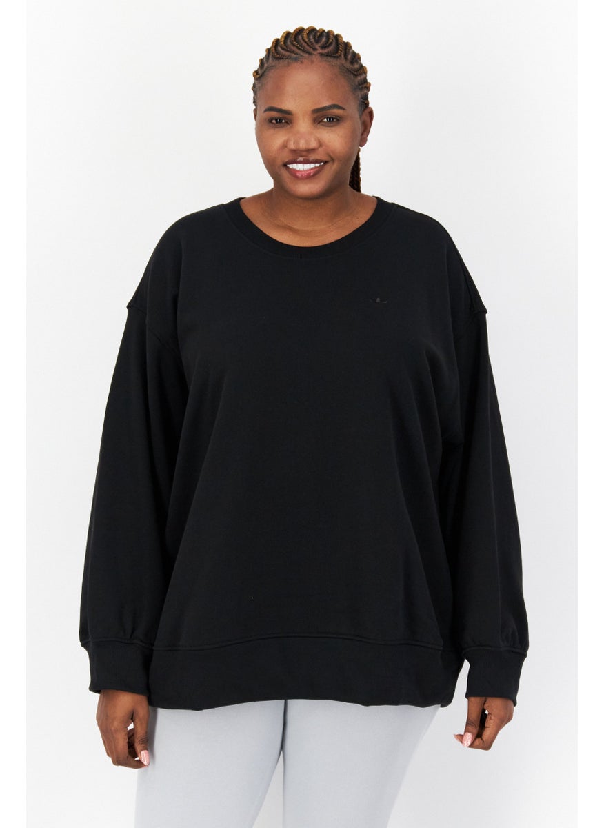 Women Plus Size Long Sleeve Outdoor Sweatshirt, Black