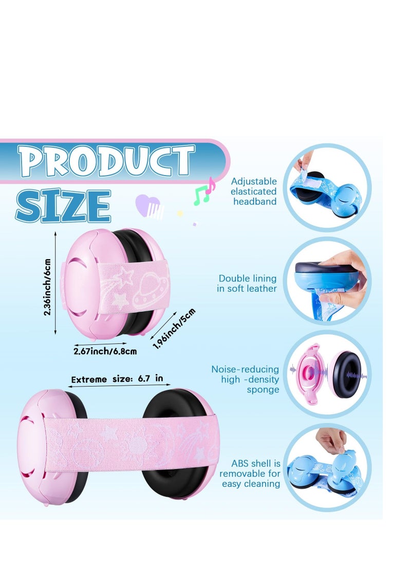Kids Ear Protection for Noise Reduction Cancelling with Adjustable Headband Noise Hearing Protection Blue White Pink 3Pcs