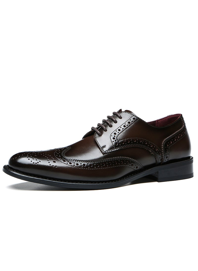 Japanese Business Leather Mens Casual Brogue Shoes Dark brown