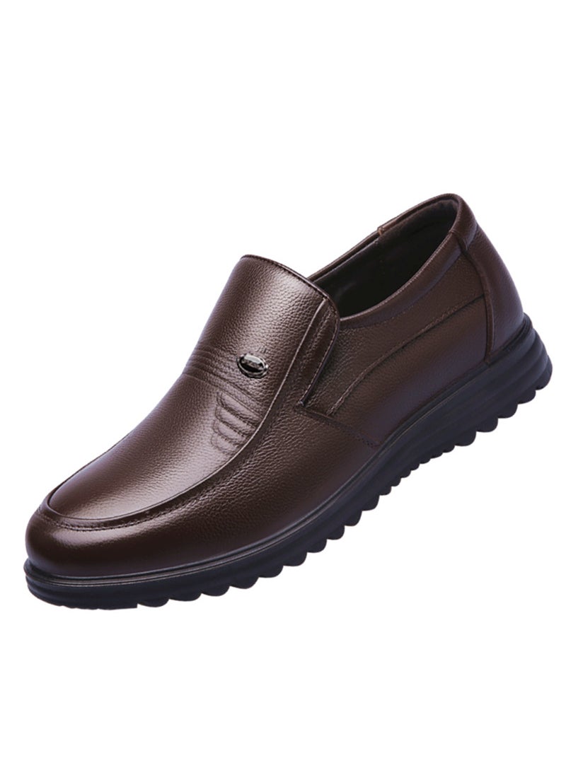 Genuine Leather Slip-On Mens Business Casual ShoesBrown 9106 Brown 9106