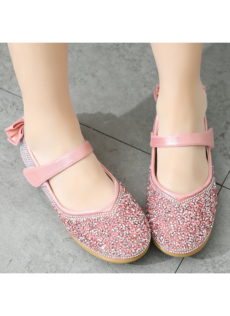 Girls Elsa Princess Shoes Sparkle Dance Leather Pink