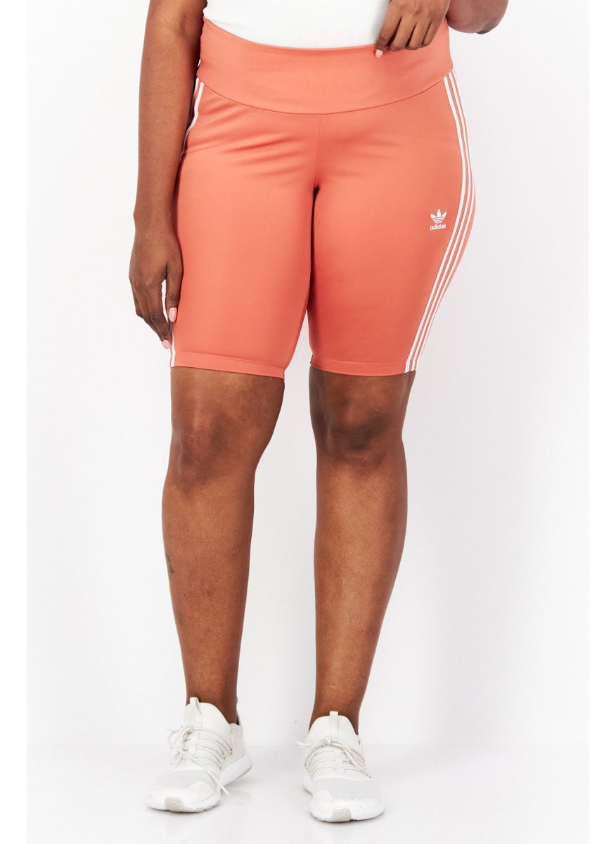 Women Plus Size Tight Fit Training Short, Peach/White