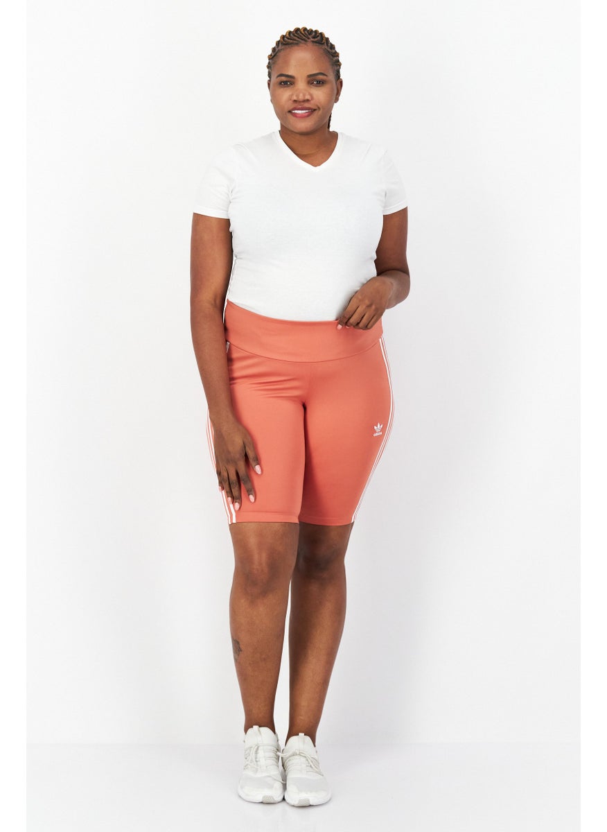 Women Plus Size Tight Fit Training Short, Peach/White