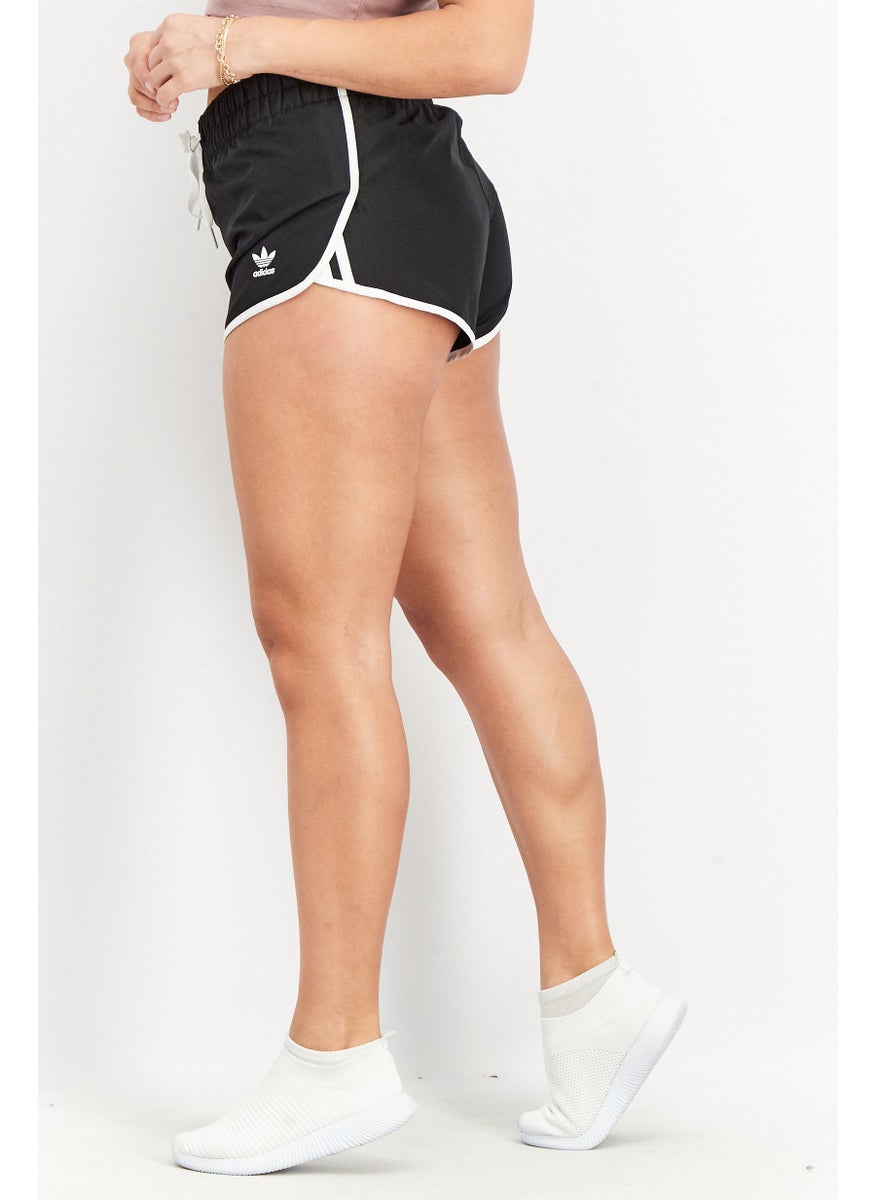 Women Sportswear Fit Brand Logo Laced Shorts, Black