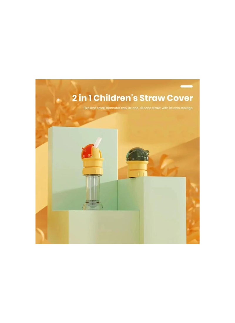 Reusable Children Beverage Water Bottle Straw Lid, 2024 New Water Bottle Straw Cover, 2 in 1 Design Straw Cap Portable for Any Combination (1pcs-Red)