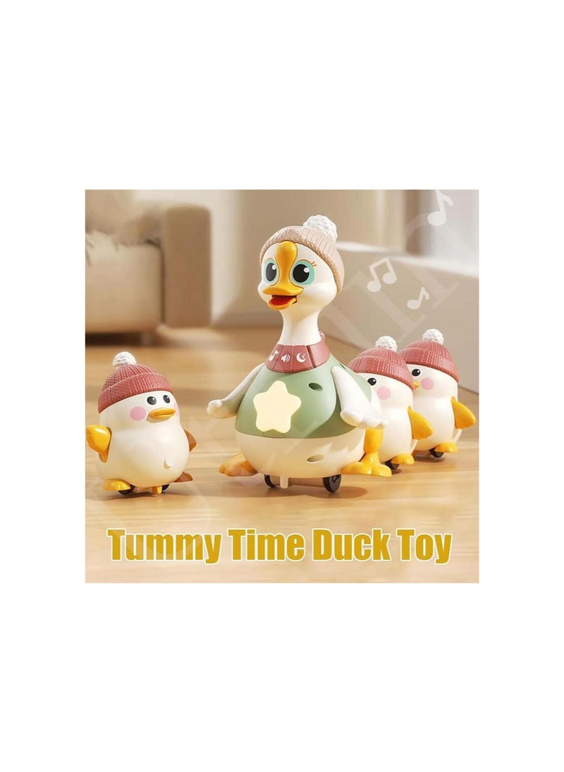 Tummy Time Duck Family, 3 Pack Swinging Crawling Walking Duck with Baby Ducks, Swinging Ducks Tummy Time Toys, Mother Duck and Ducklings Toy for 6-12 Months Toddlers Boy Girl (1 Set)