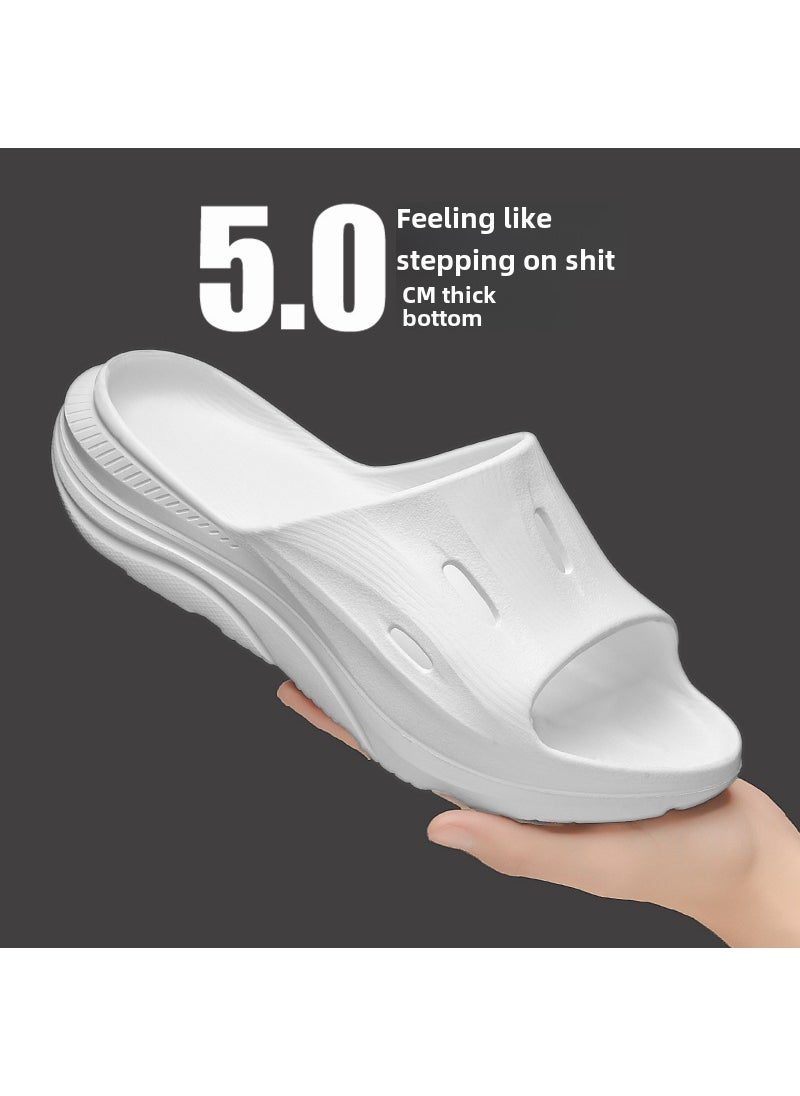 Mens Trendy Summer Slides Thick Sole Casual Wear-Resistant SlippersWhite White