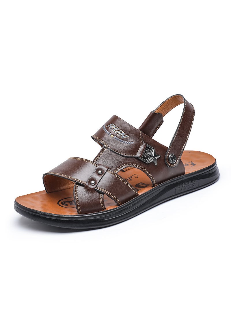 First layer cowhide new mens sandals mens soft leather beach shoes casual mens shoes thick bottom soft leather slippers a generation of hairSandals 6611 Brown Sandals 6611 Brown