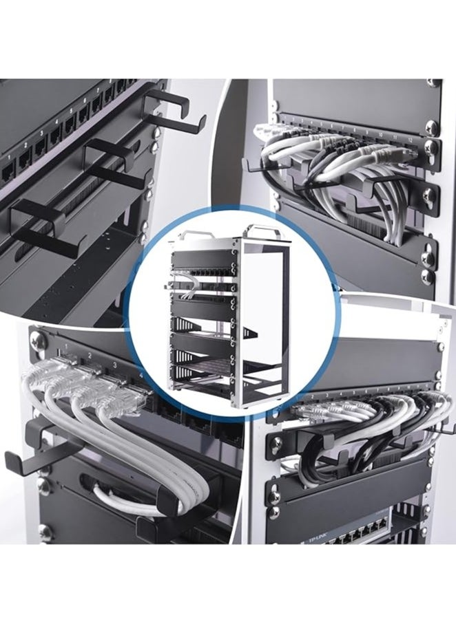 0.5U Metal Horizontal Rackmount Cable Manager with 3 D-Ring Hooks – 10 Inch Server Rack Cable Management Panel for DeskPi Rackmate T1