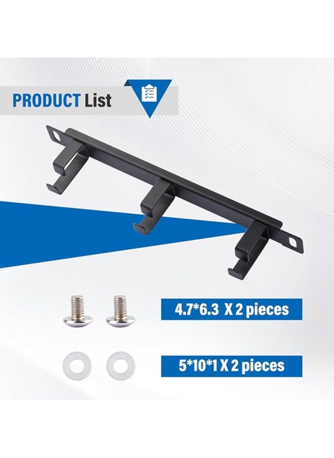 0.5U Metal Horizontal Rackmount Cable Manager with 3 D-Ring Hooks – 10 Inch Server Rack Cable Management Panel for DeskPi Rackmate T1