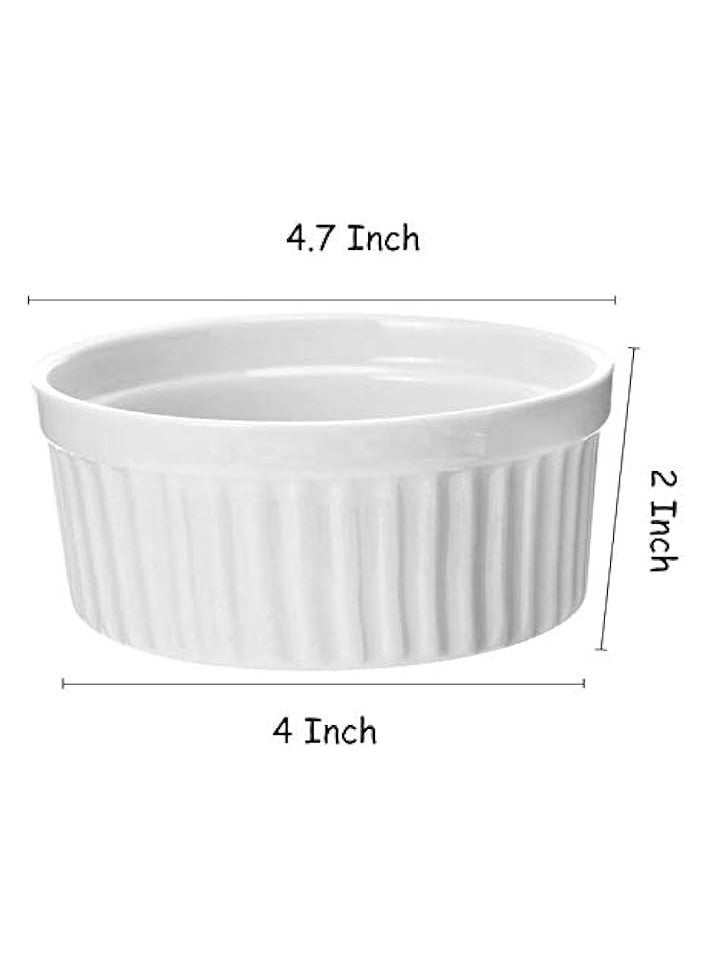 Ramekin Bowls 12OZ, 8 PCS Bakeware Set for Baking and Cooking, Oven Safe Sleek Porcelain Colorful Ramikins for Pudding