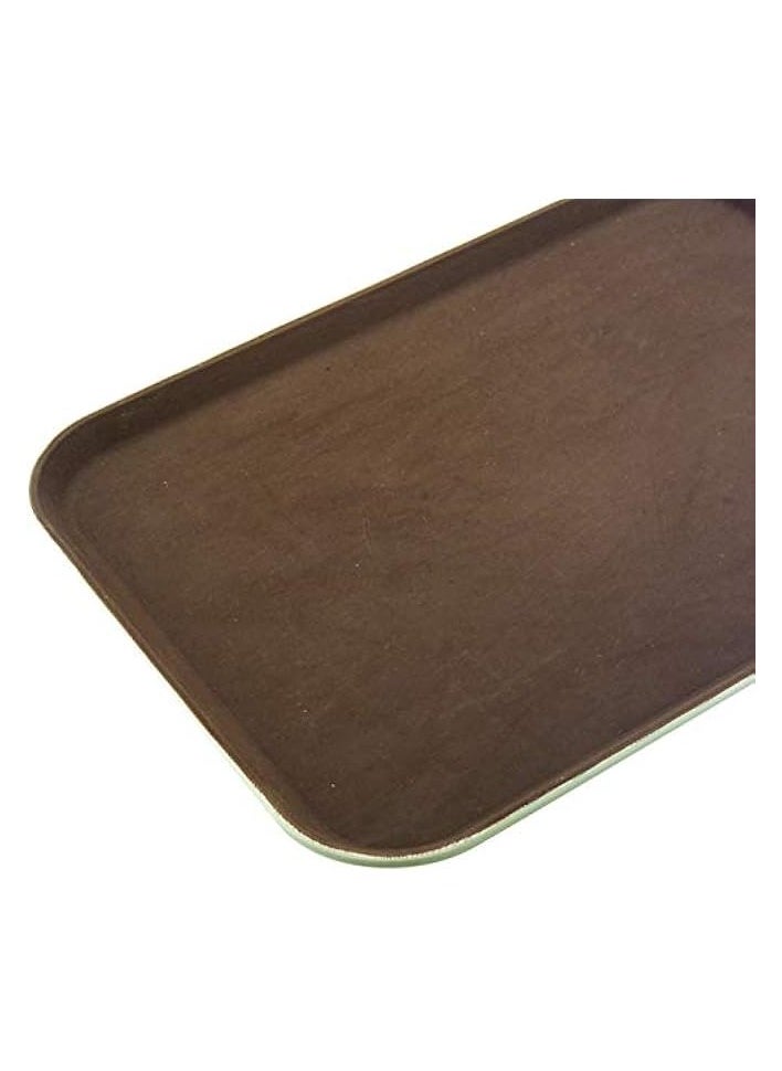 Rectangular Non-Slip Tray With Rubber Surface And Pp Bottom - Brown 37.5X50Cm